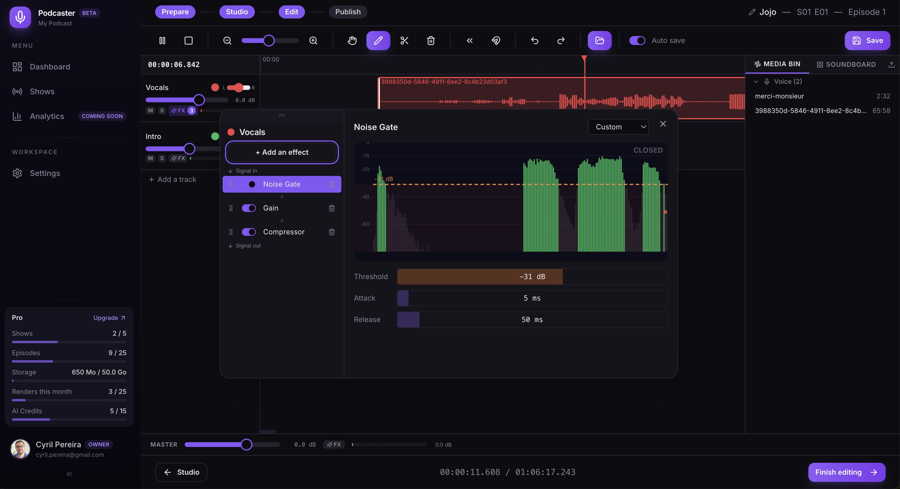 Éditeur audio multipiste avec mixeur et effets